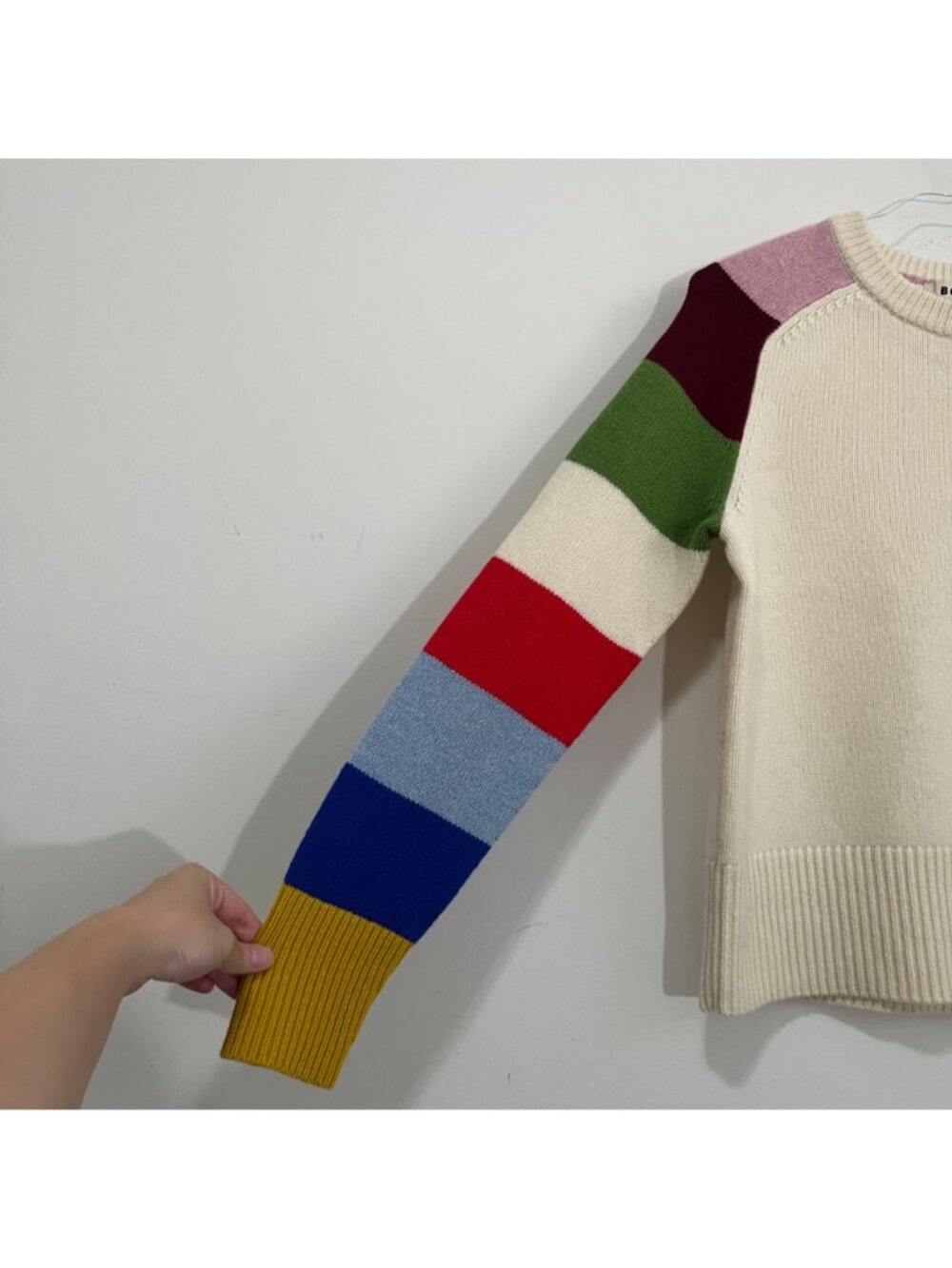 Boden Olivia Stripe Sleeve Merino Wool Jumper Sweater Size S Colorblock Preppy - Picture 6 of 14